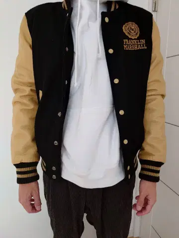 FRANKLIN MARSHALL 바시티 자켓 블랙/베이지