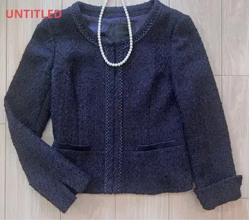 [ UNTITLED ] 노카라 라메 트위드 자켓 사이즈 2 클리닝 완료