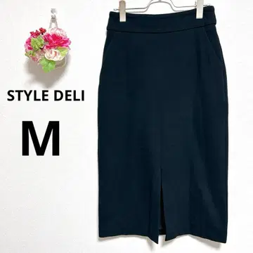 a4820 STYLE DELI 블랙 롱 스커트 슬릿 스트레치 M