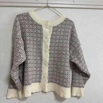 기하학 패턴 니트 가디건 긴팔