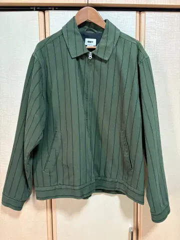 OBEY 스트라이프 자켓 M 사이즈 올리브 그린