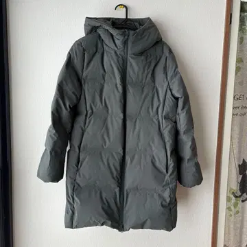 여성용 후드 부착 롱 다운 자켓 카키색 XL