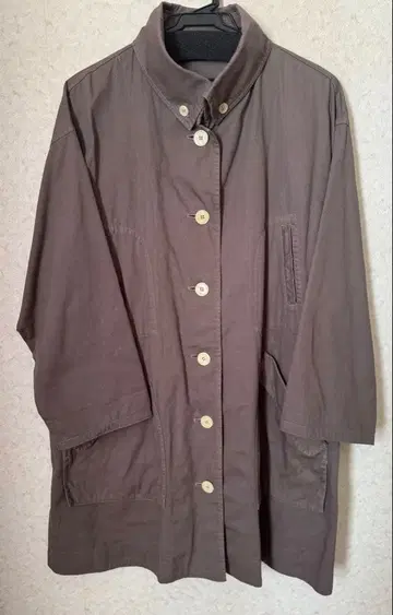 ymx 코튼 100% 카키 데님 롱 자켓