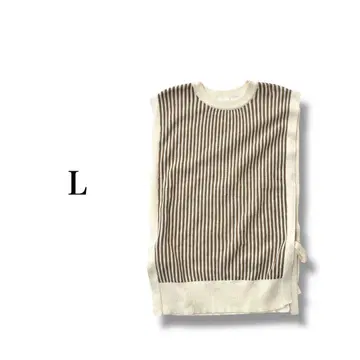 [ 더 샵 티케이 ] 스트라이프 니트 베스트 [ L ] 사이드 리본 월드