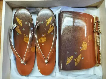 조리 와 백 세트 주홍색 에 골드 나전칠기