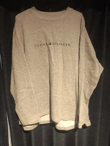 TOMMY 타미힐피거 맨투맨 그레이 플래그 로고 XL 빅 루즈 구제 의류
