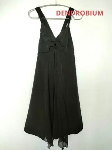 DENDROBIUM 블랙 V넥 리본 드레스
