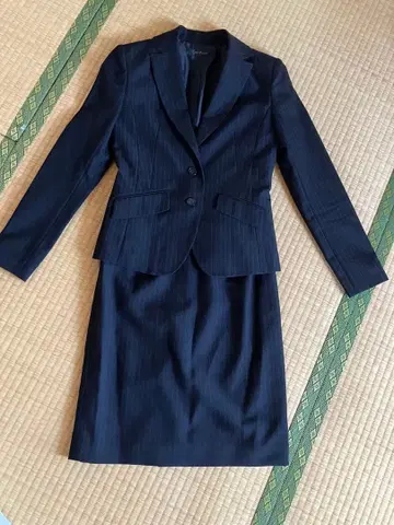 블랙 네이비 스트라이프 스커트 수트 상하의