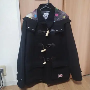 펑크 드렁커스 더플 코트 블랙 우주 패턴