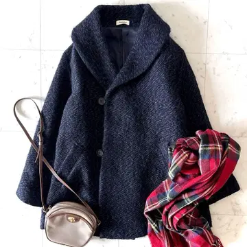 새상품급 플랜테이션 울 오버 사이즈 코트 다크 네이비 M 상당