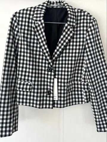 [택 포함 미사용 새상품] 크롭 자켓 (깅엄 체크)