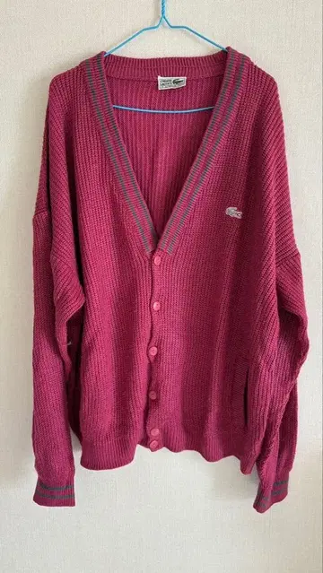 LACOSTE 가디건 와인 레드 90s