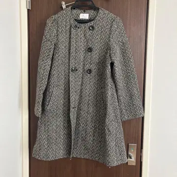 헤링본 더블 버튼 롱 코트