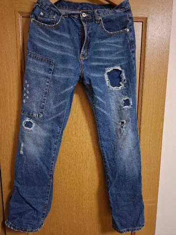 dragoniadenim 데미지 가공 블루 데님 팬츠 청바지