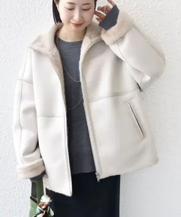 SHIPS 페이크 무스탕 지퍼 코트