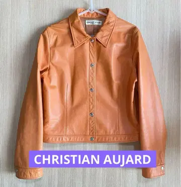 CHRISTIAN AUJARD 오렌지 가죽 자켓 소가죽