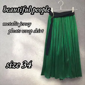 beautiful peaple 메탈릭 플리츠 랩스커트 랩 스커트