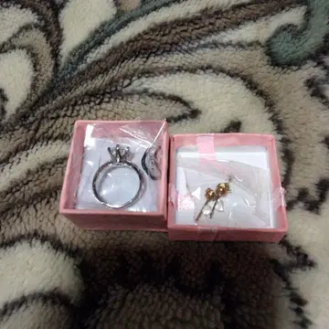 왕관 디자인 실버 반지와 귀걸이 세트