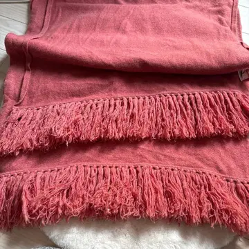 캐시미어 100% 프린지 핑크 대형 스톨