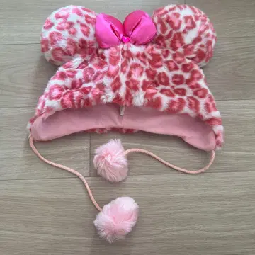 디즈니랜드 미니 팬캡 레오파드 무늬 핑크