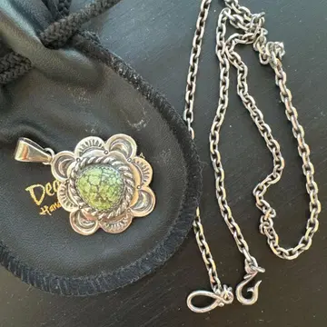 Dear Blossom 터콰이즈 목걸이 탑 실버 체인 포함