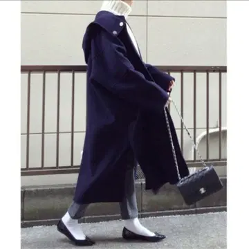 르쉘 블루 후드 오버코트