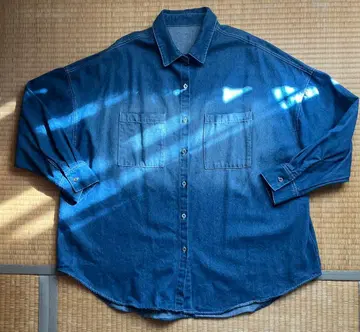 [ en haut ] 데님 블루 오버사이즈 셔츠 그라데이션 프리사이즈