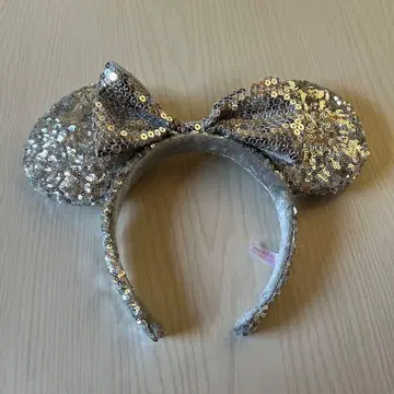 미키 귀 머리띠 실버 스팽글