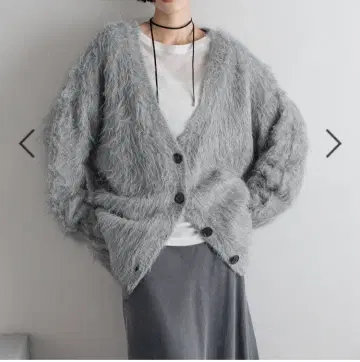 새상품 로리즈팜 샤기 롱 V 가디건