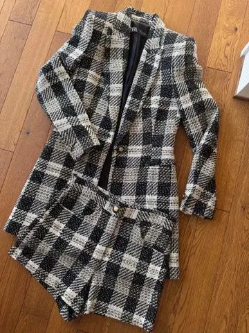 졸업식 입학식 ZARA 트위드 체크 셋업 S