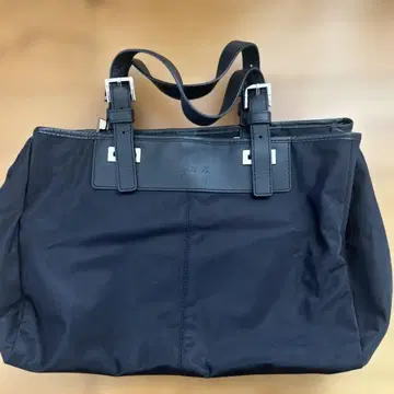 아네스베 블랙 나일론 가죽 토트백