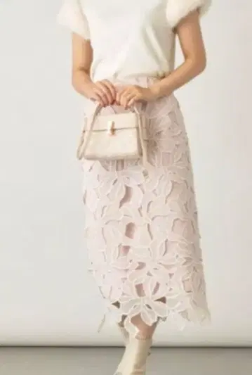 [ 미사용 ] CELFORD 36size 자수 리본 레이스 타이트 스커트