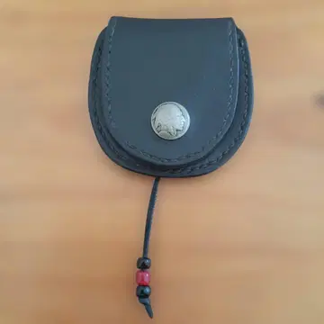 원형 가죽 동전 지갑 블랙