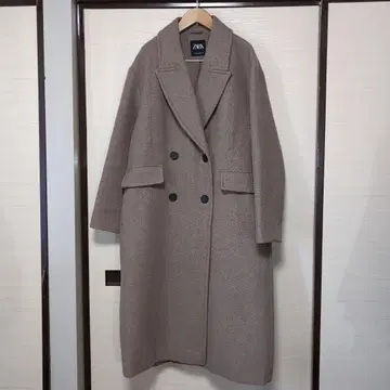 ZARA 브라운 더블 버튼 롱 코트