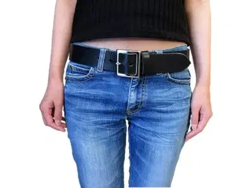 도치기 가죽 벨트 (블랙) 니켈 도금 버클 40mm 폭 통가죽