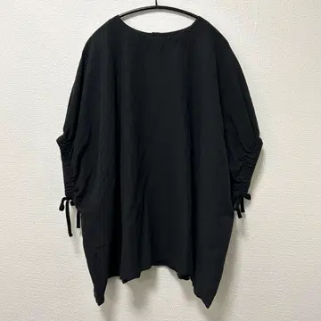 카구레 개더 슬리브 와이드 풀오버 블랙