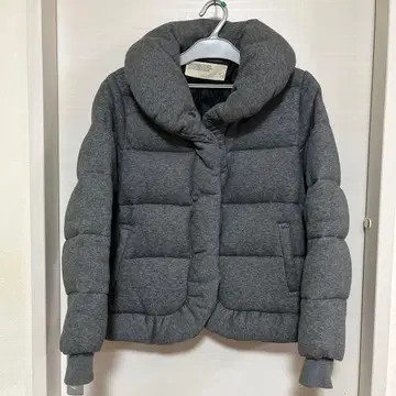 그레이 볼륨 옷깃 숏 다운 자켓 L 다운 50% 페더 50%