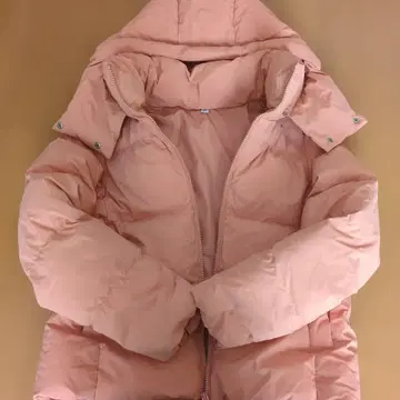 새상품급 핑크 후드 부착 다운 자켓