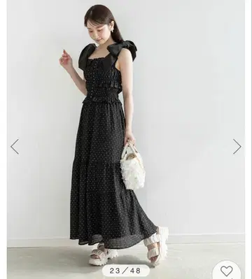 [ 미사용 새상품 ] RANDA 숄더 리본 원피스