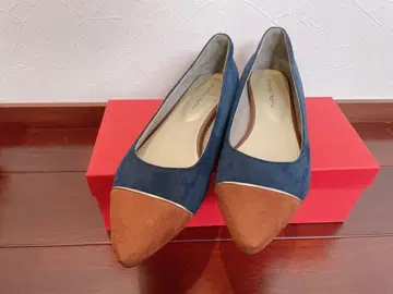 네이비와 브라운 스웨이드 펌프스