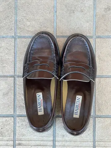 HARUTA 브라운 가죽 로퍼