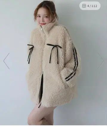 NICECLAUP 리본 보아 블루종 / 리본 탈부착 가능 베이지