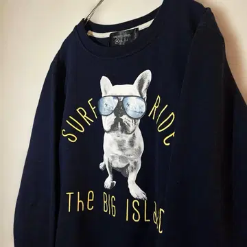 [ 개성파 구제 의류 ] 프렌치 불독 맨투맨 네이비 코튼 혼방 M