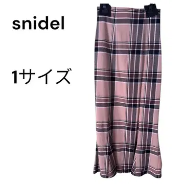새상품급 SNIDEL 스나이델 하이웨스트 타이트 헤므 플레어 체크 스커트