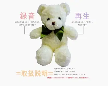 테디베어 녹음 봉제 인형 36cm 보이스 레코더 a082 (화이트)