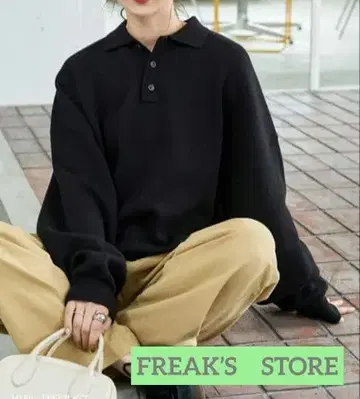 [ 새상품 ] FREAK'S STORE 폴로 니트 풀오버 블랙 프리