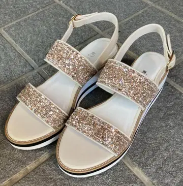 [ 새상품 ] 다이애나 글리터 샌들 23.5cm 골드 웨지 샌들