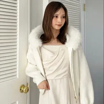 SNIDEL Sustainable 퍼 니트 후드티