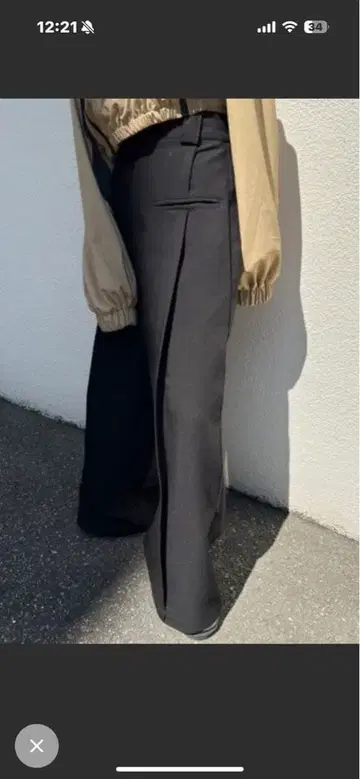 블랙 와이드 팬츠 S 사이즈 프론트 턱