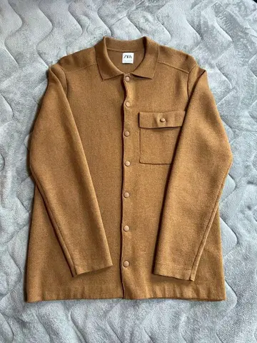 ZARA 박스 밑단 니트 셔츠 브라운